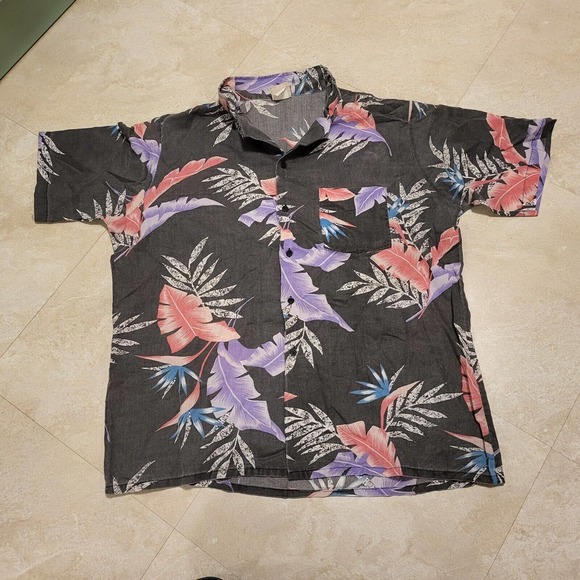 VTG Lee Mens Size L Large Hawaii Aloha Hawaiian Button Up T Shirt USA Made - Picture 2 of 7